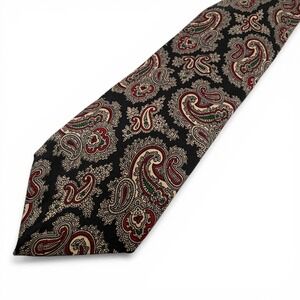 Burberrys of London Silk Paisley Men's Tie Black Beige 59"x3" Classic Necktie
